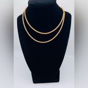 Vintage 12k Gold Filled Textured Rope Chain Necklace 17.5 Inches 17 grams